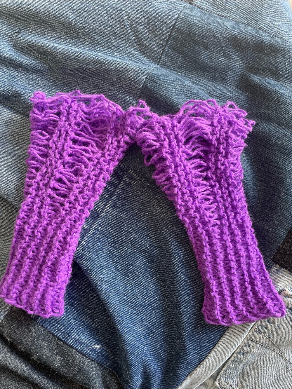 Purple Knit Fingerless Gloves - Women Accessories